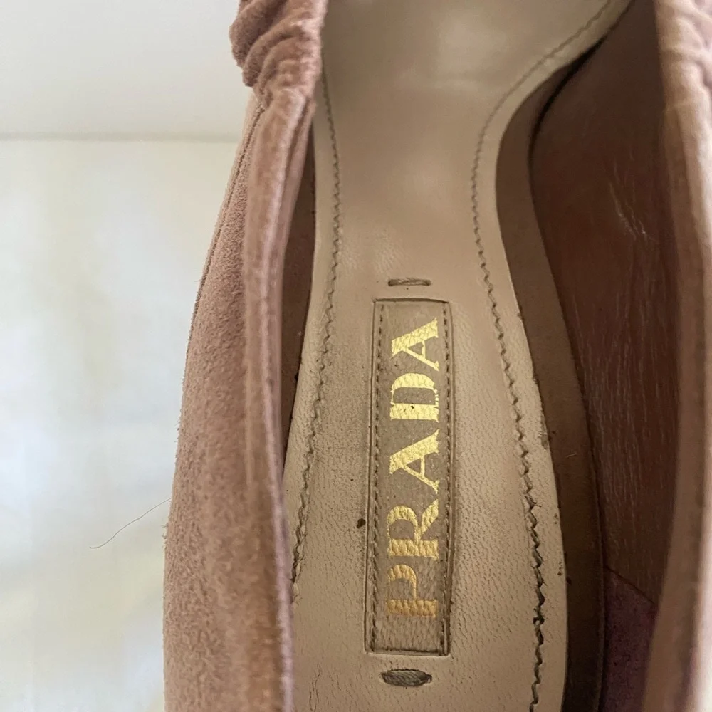 AUTHENTIC light pink Prada Heels Elegant Suede Design - Picture 14 of 14